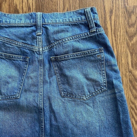 Madewell Denim Skirt Rigid A-Line Mini Size 25 Raw Hem Medium Wash - Picture 8 of 9